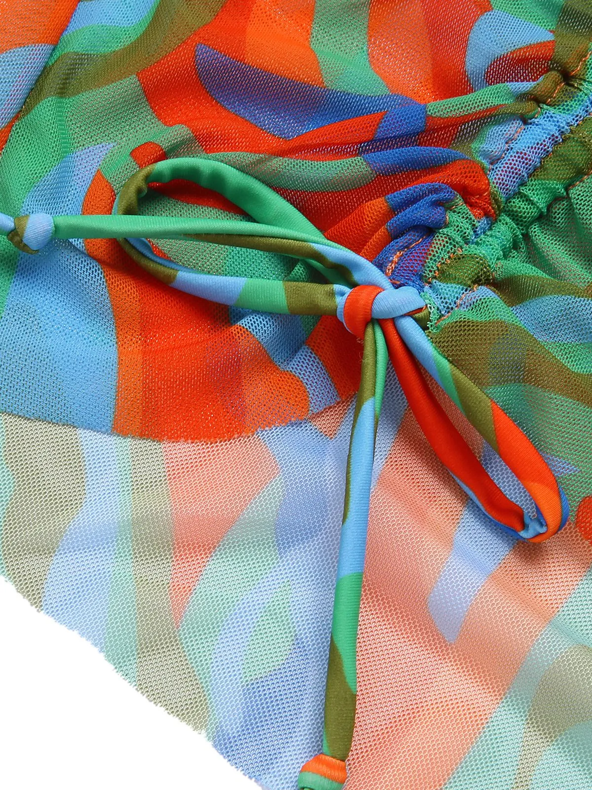 1950s Colorful Swimsuit & Drawstring Skirt Cover Up