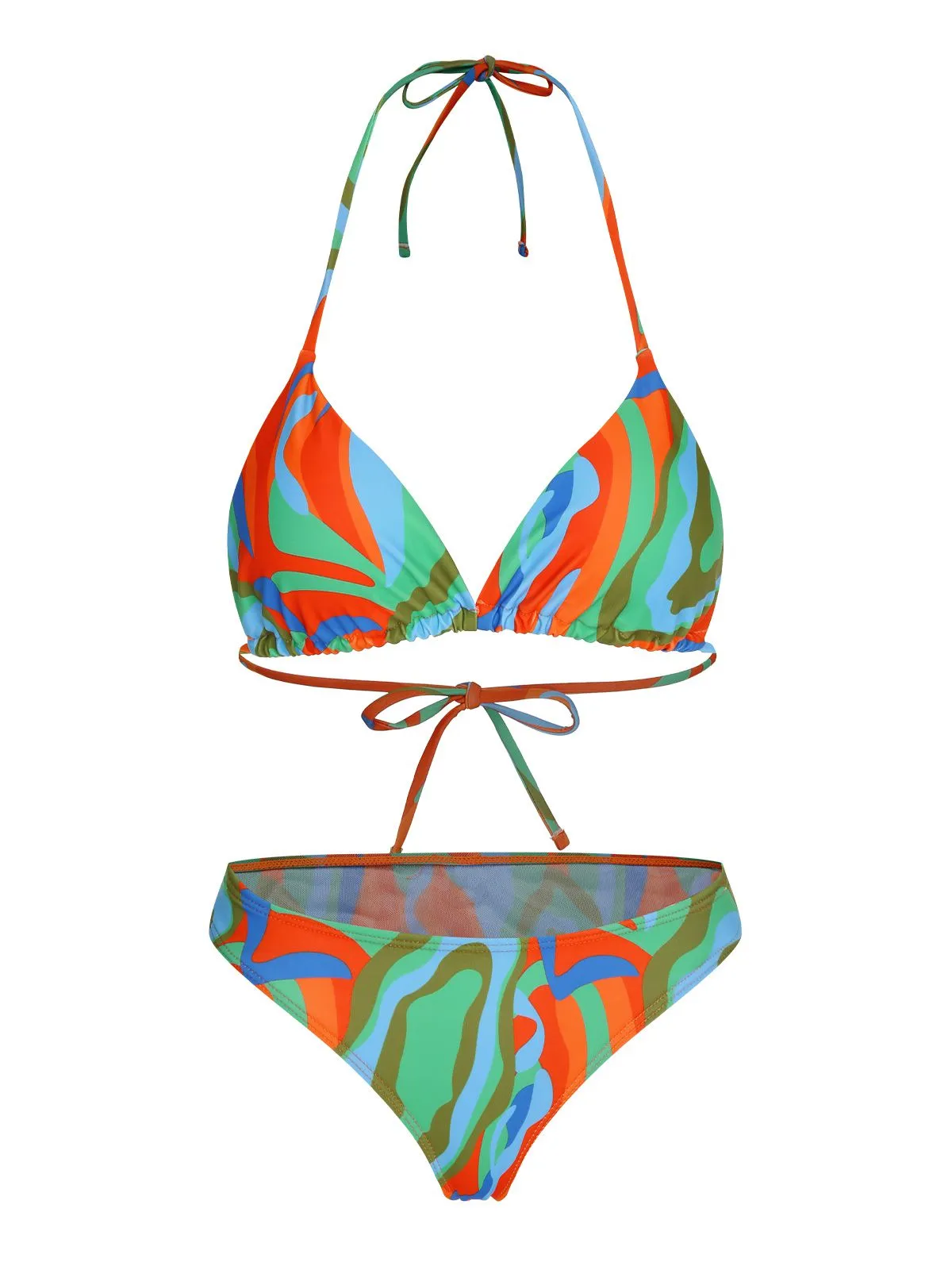 1950s Colorful Swimsuit & Drawstring Skirt Cover Up