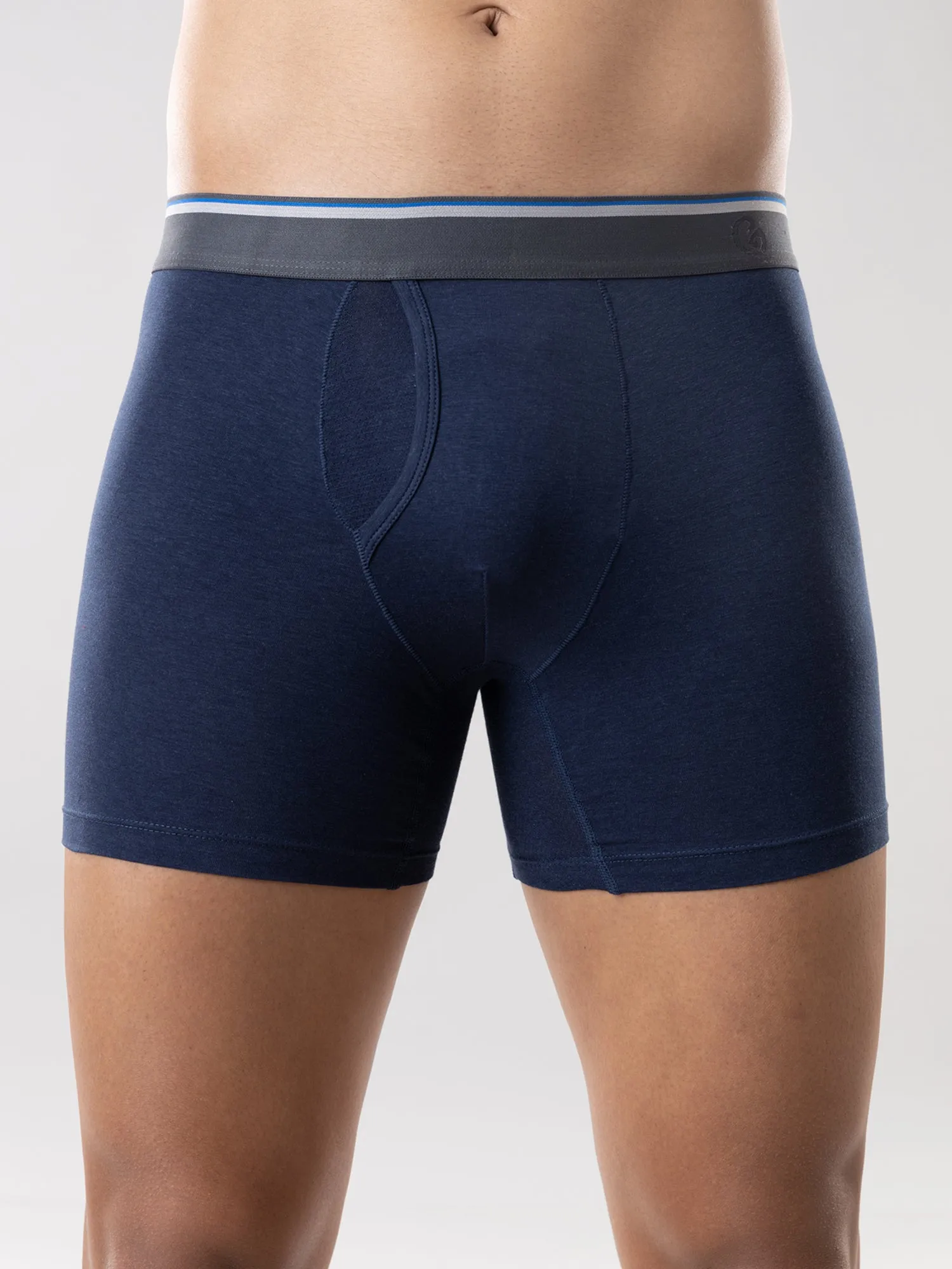 Anti Odor Cotton Tencel Cooling Boxer Brief - Dress Blues
