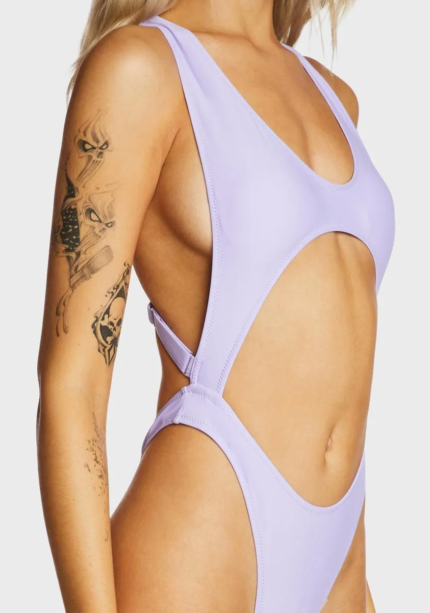 Atypical Summer One Piece Swimsuit - Light Purple