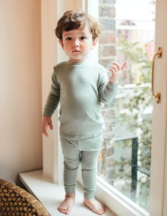 Basic Kids Modal Pajamas in Mint (3T and 6/7)