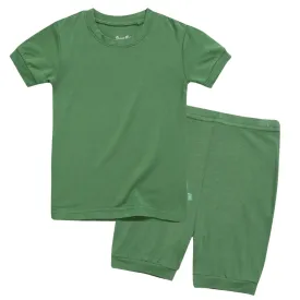 Basic Kids Modal Short-Sleeve Pajamas in Green
