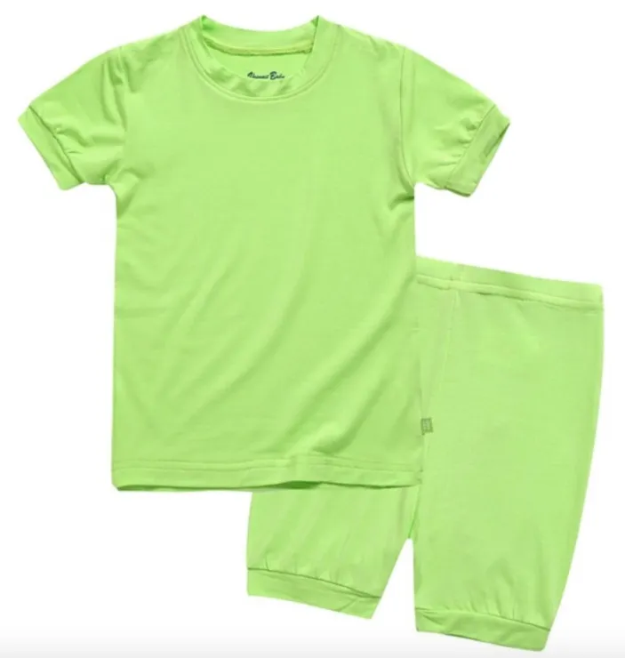 Basic Kids Short-Sleeve Pajamas in Neon