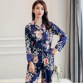 Blue Silk Japanese Pajamas