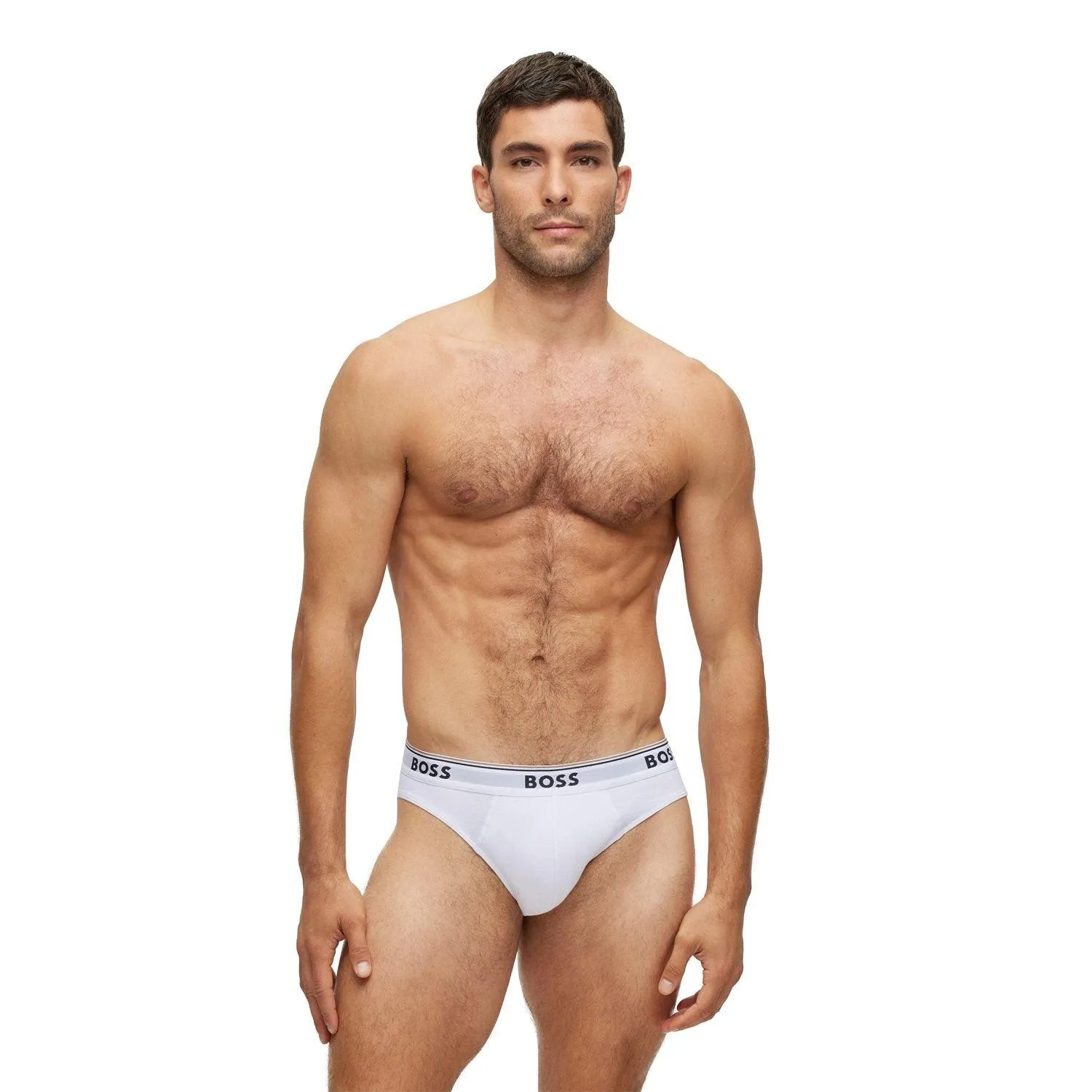BOSS 3 Pack Power Cotton Stretch Briefs - White