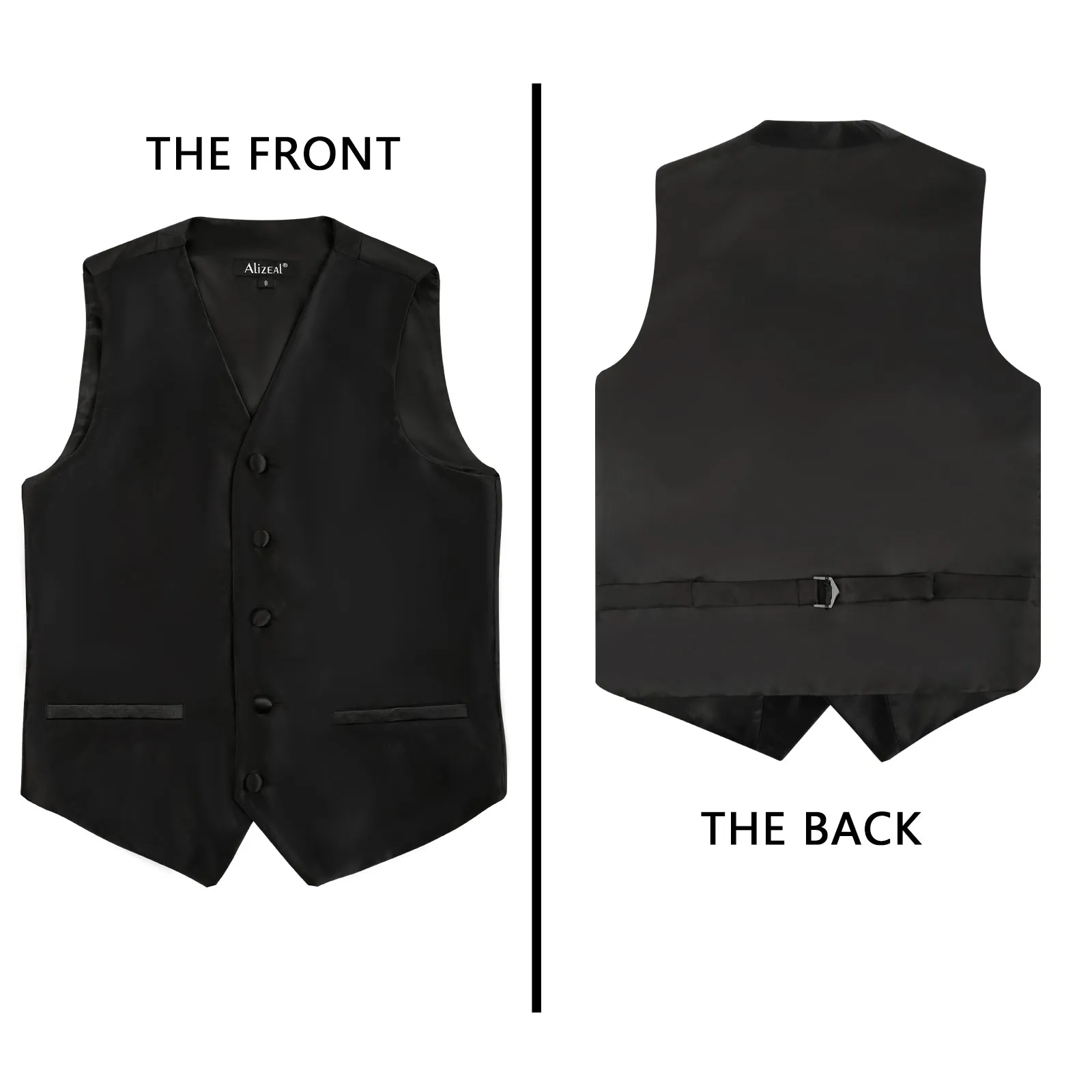 Boy's Classic Solid Bow Tie, Necktie and Suit Vest Set, 078-Black