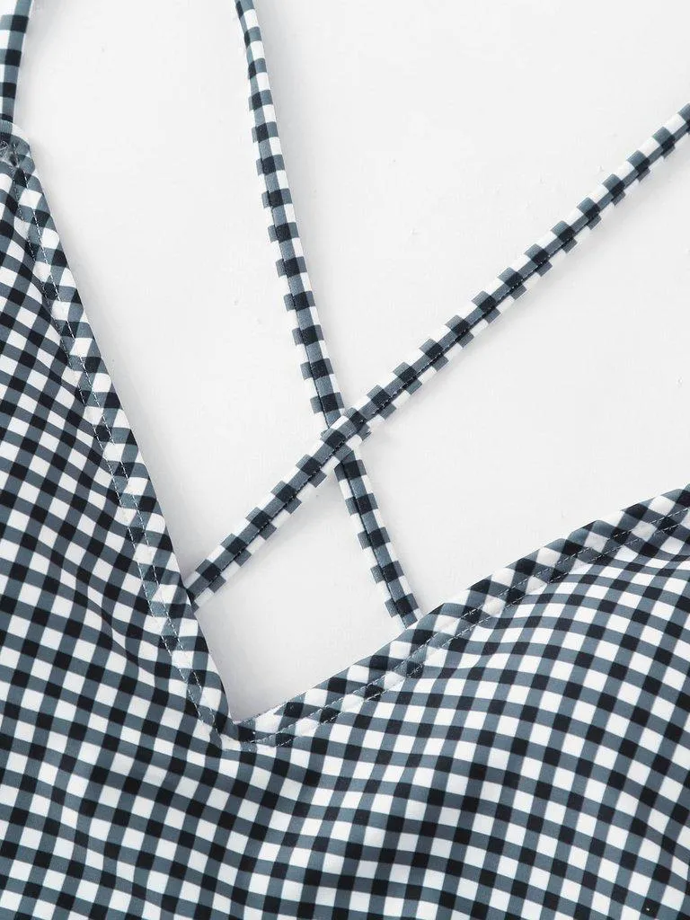Cross Back Gingham Swimsuit