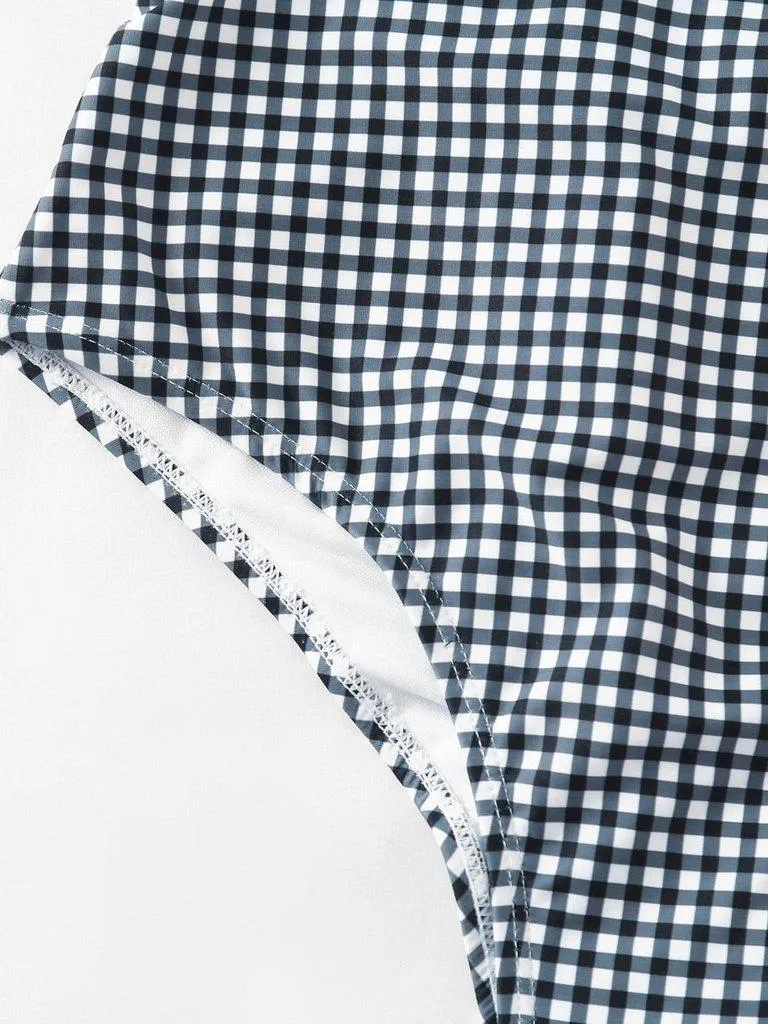 Cross Back Gingham Swimsuit