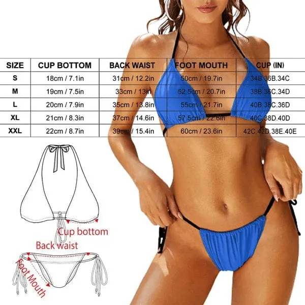 Custom Face Bird Pineapple Flowers Couple Matching Swimsuit Women's Triangle Bikini Bathing Suit Men's Swim Shorts