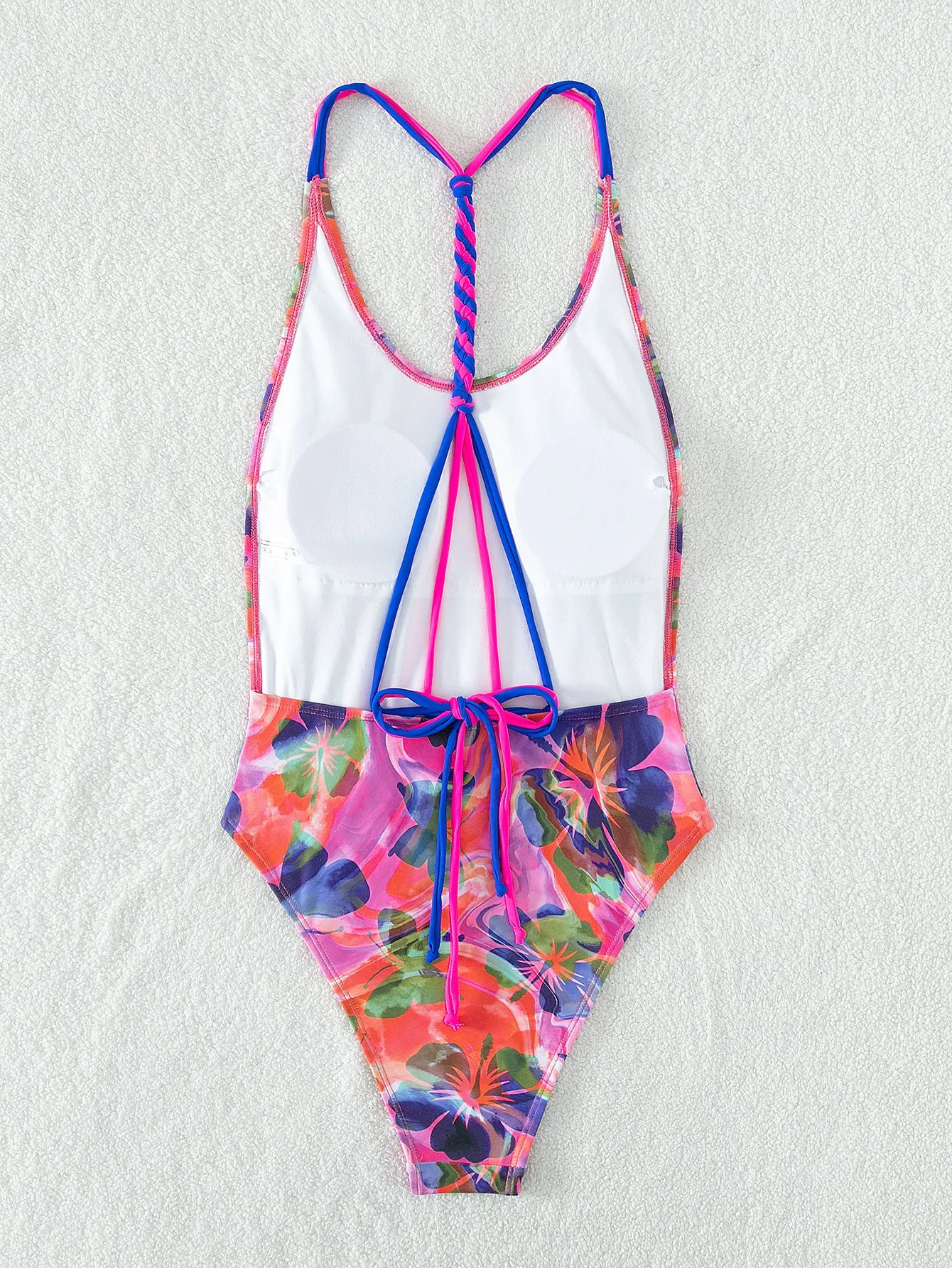 Flower Printed Colorful Braided Bikini