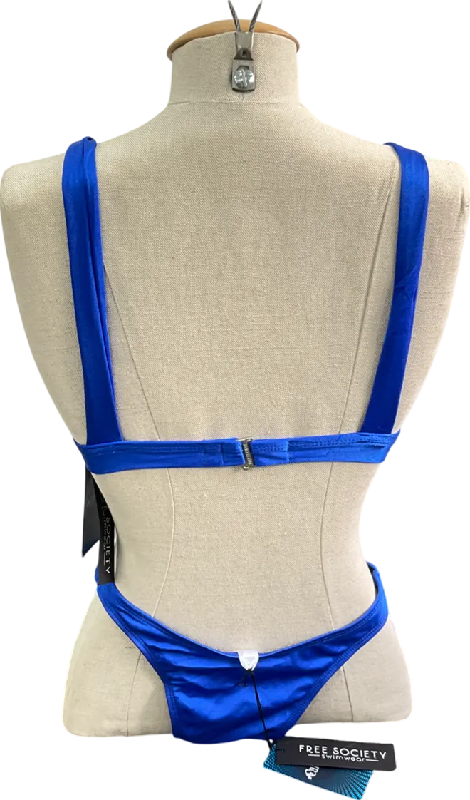 free society Blue Tanga Bikini Set UK 10