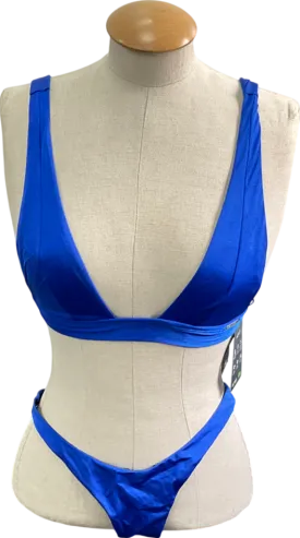 free society Blue Tanga Bikini Set UK 10