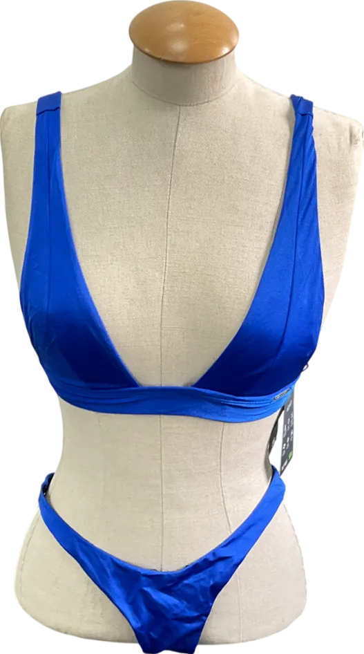 free society Blue Tanga Bikini Set UK 10