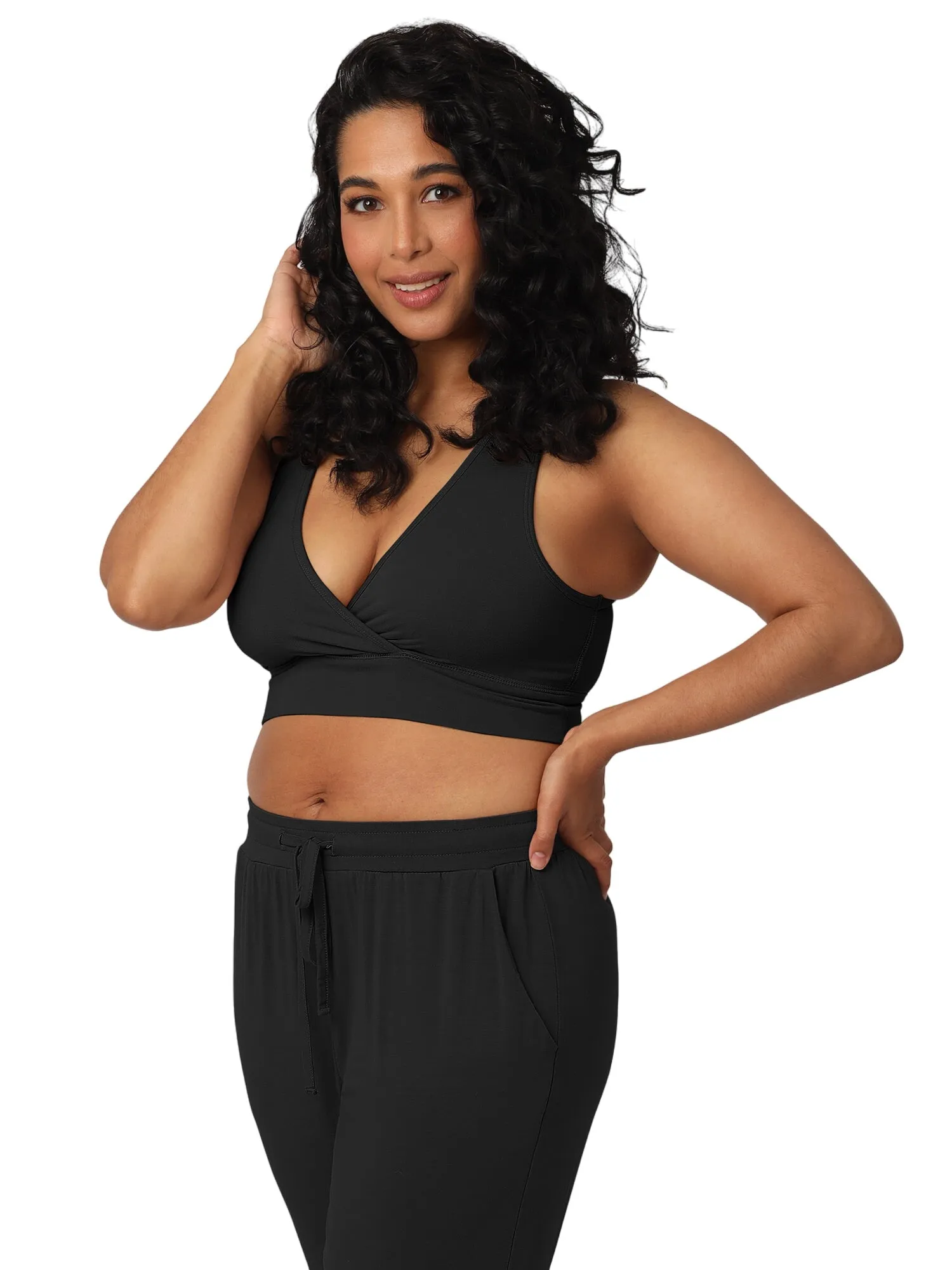 French Terry Racerback Nursing & Sleep Bra | Black