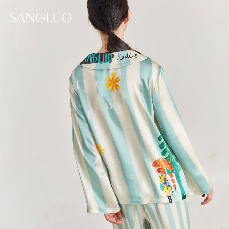 Girl's Wonderful World Silk Pajamas Set