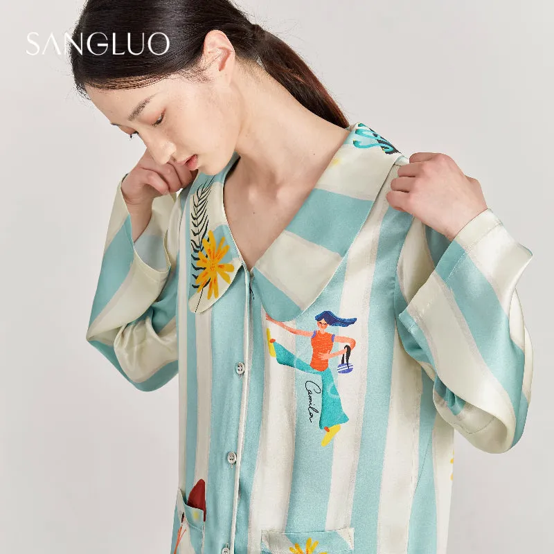 Girl's Wonderful World Silk Pajamas Set