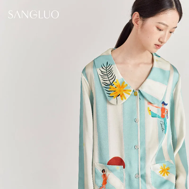 Girl's Wonderful World Silk Pajamas Set
