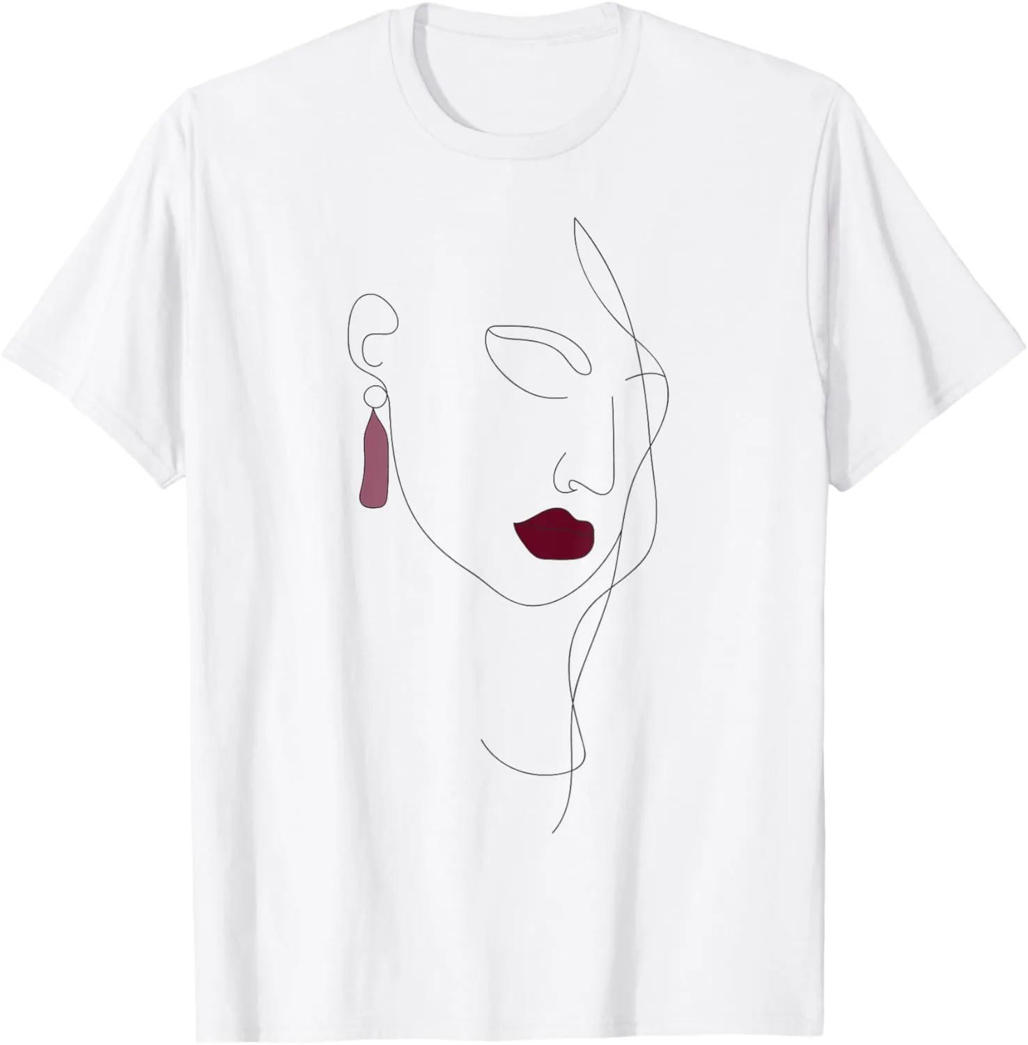 Hand Drawn One Line Art Face T-Shirt
