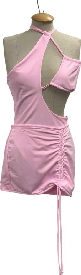 Kasela Pink Cut Out Swimsuit And Ruched Mini Skirt UK L