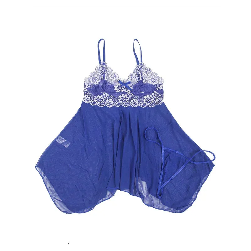 Lace Print Embroidery Suspender Plus Size Nightdress