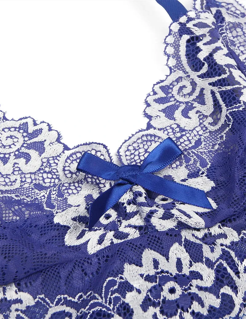 Lace Print Embroidery Suspender Plus Size Nightdress