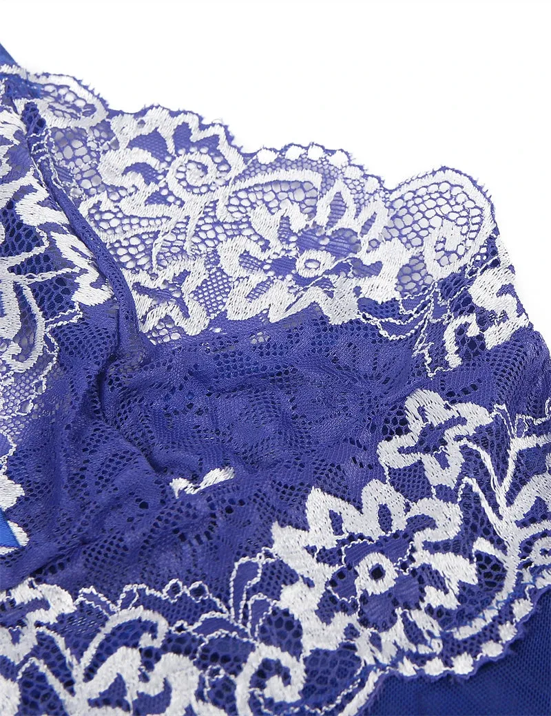 Lace Print Embroidery Suspender Plus Size Nightdress