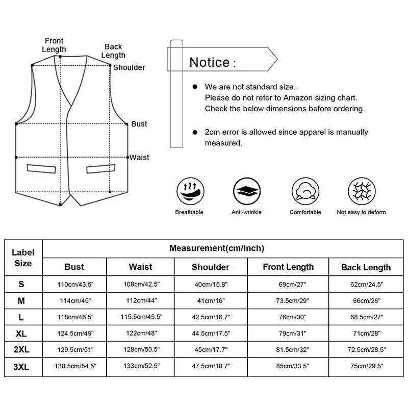 Men's 5pc V-Neck Sleeveless Suit Vest, Pre-tied Bow Tie, 9cm Necktie, Cufflinks and Handkerchief Set, 189-Royal Blue