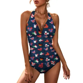 Mickey Flags Women's Split Swimsuit
