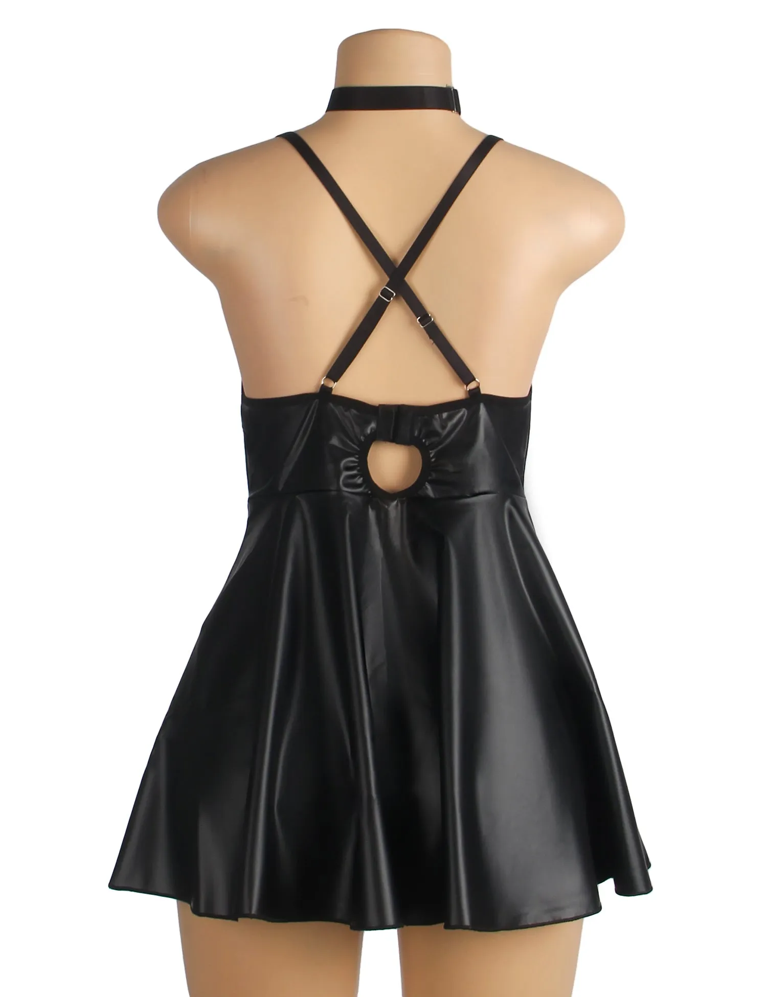 PU leather Suspender Sexy Nightdress 4 colours