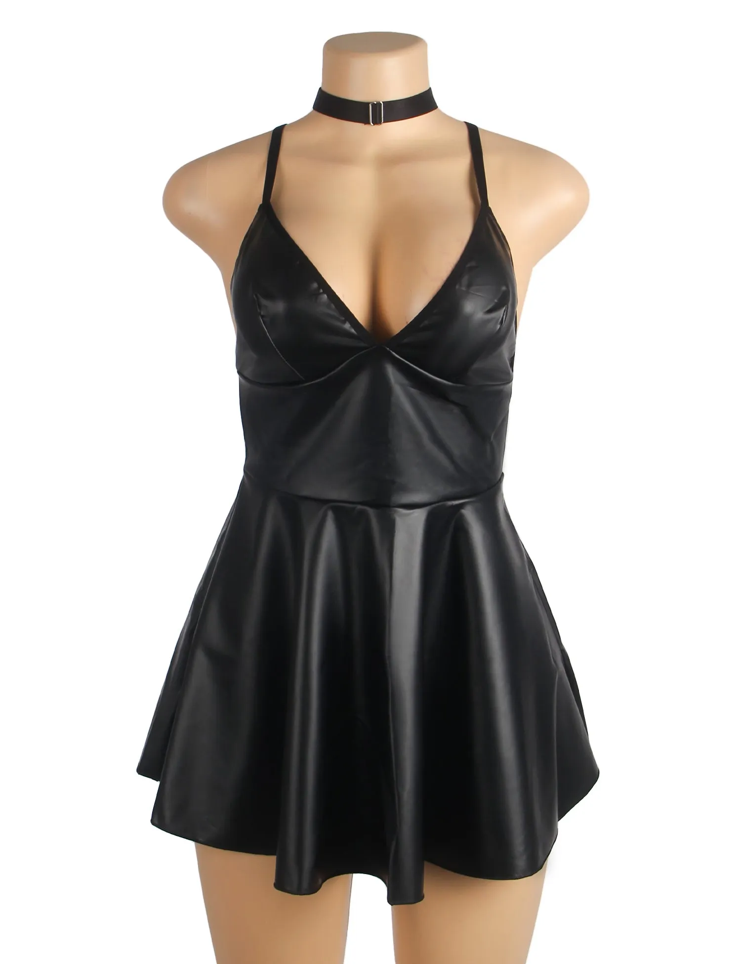 PU leather Suspender Sexy Nightdress 4 colours