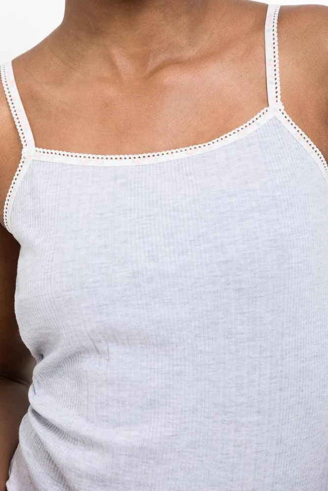 Rib Strappy Sleep Top Black