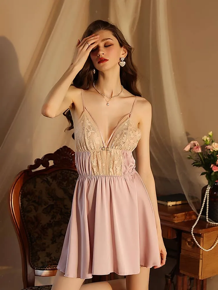 Satin lace nightgown suspender nightdress