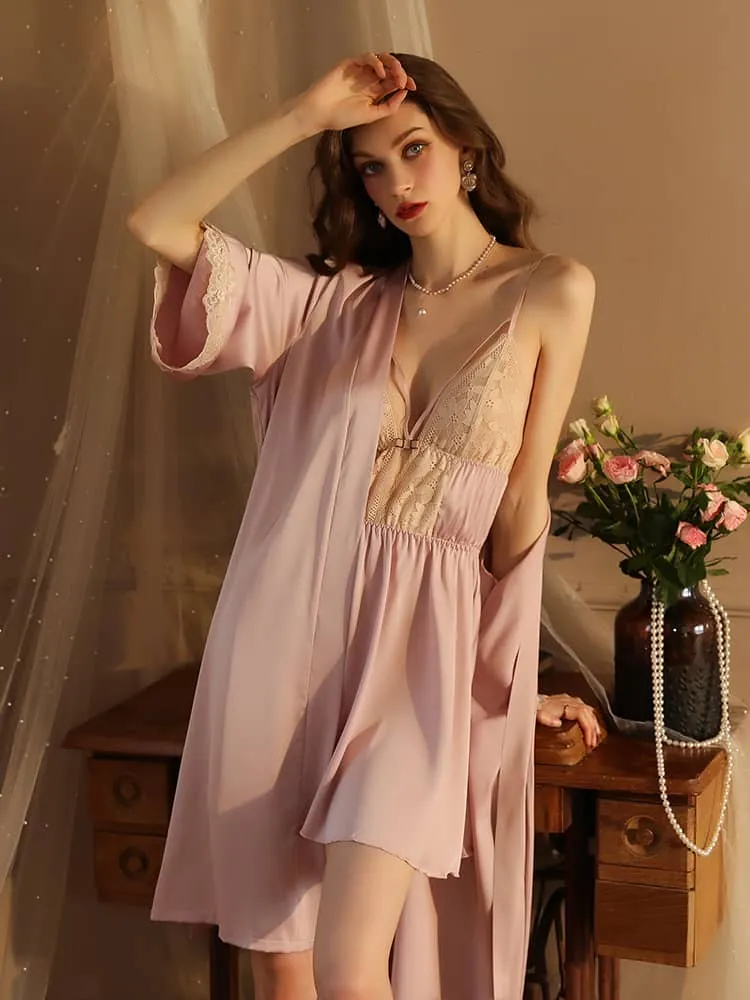Satin lace nightgown suspender nightdress