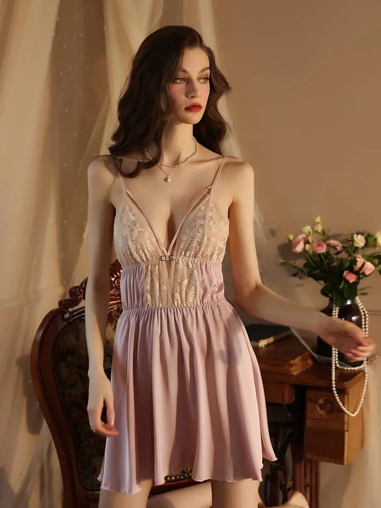 Satin lace nightgown suspender nightdress