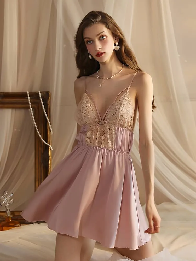 Satin lace nightgown suspender nightdress