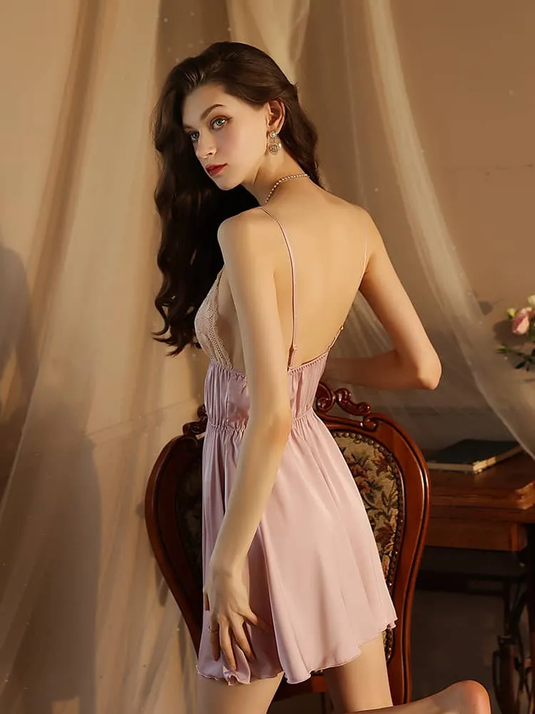 Satin lace nightgown suspender nightdress