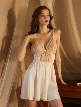 Satin lace nightgown suspender nightdress