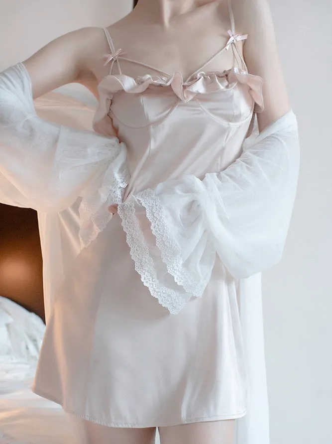 Sexy Silk Lace Strap Black Pink Blue Pajamas Nightwear Nightdress Sleepwear