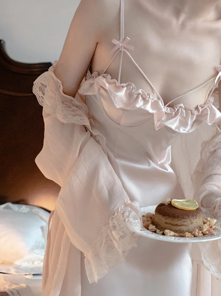 Sexy Silk Lace Strap Black Pink Blue Pajamas Nightwear Nightdress Sleepwear