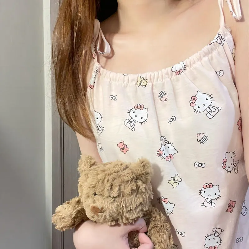 Sweet Pink Kitty Suspender Nightdress KI548
