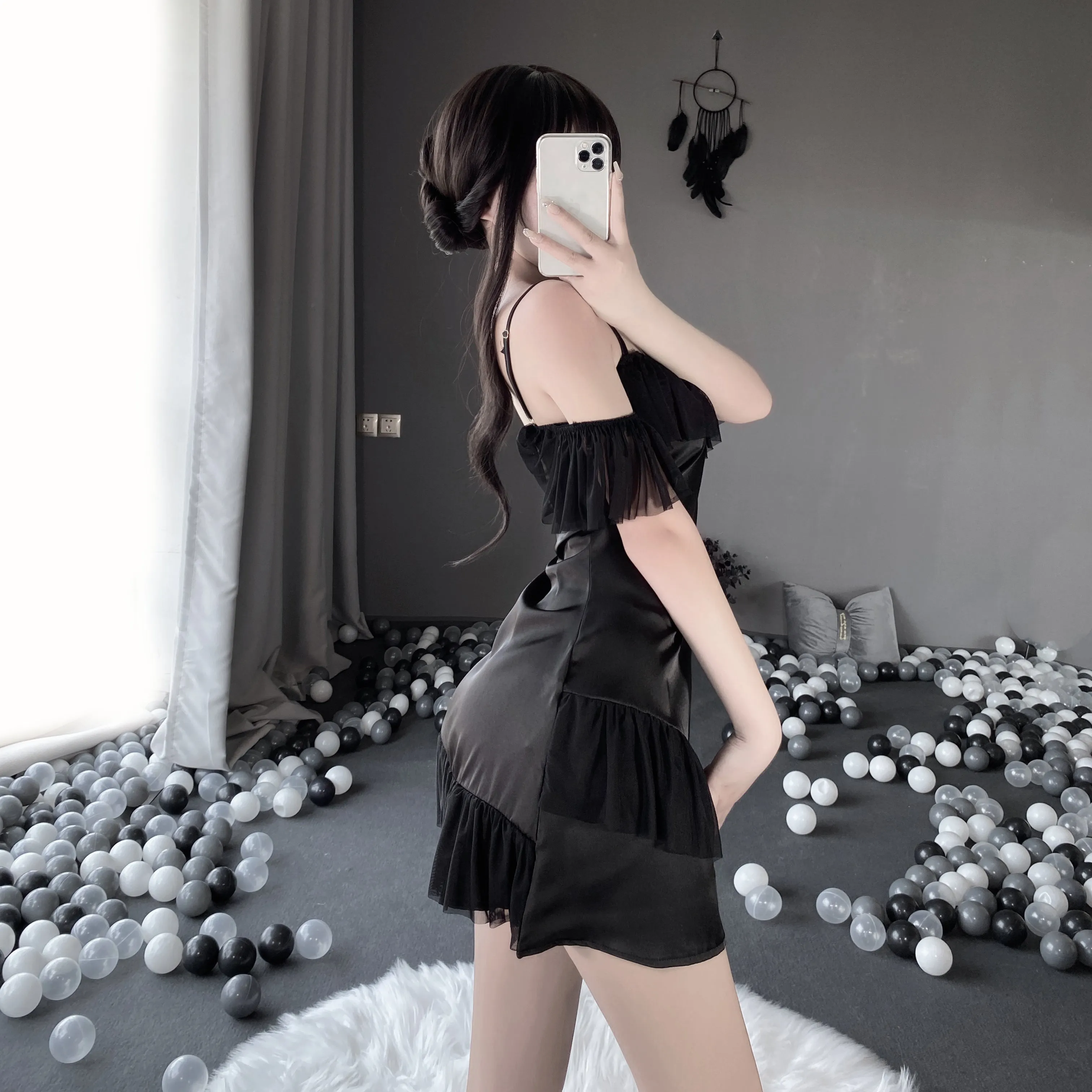 T-2549 Temptation thin suspender nightdress, dressing gown, bathrobe women's loungewear set