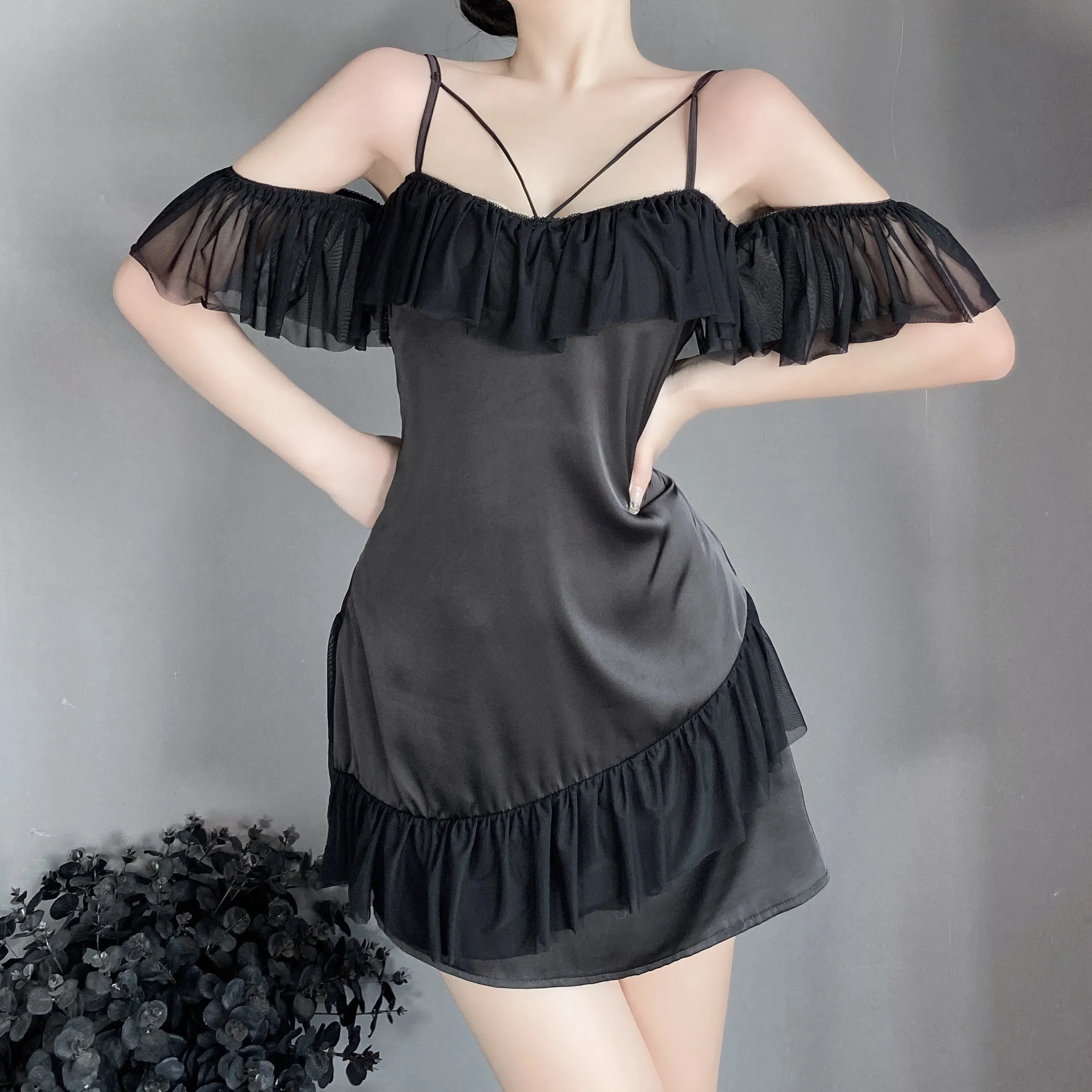 T-2549 Temptation thin suspender nightdress, dressing gown, bathrobe women's loungewear set
