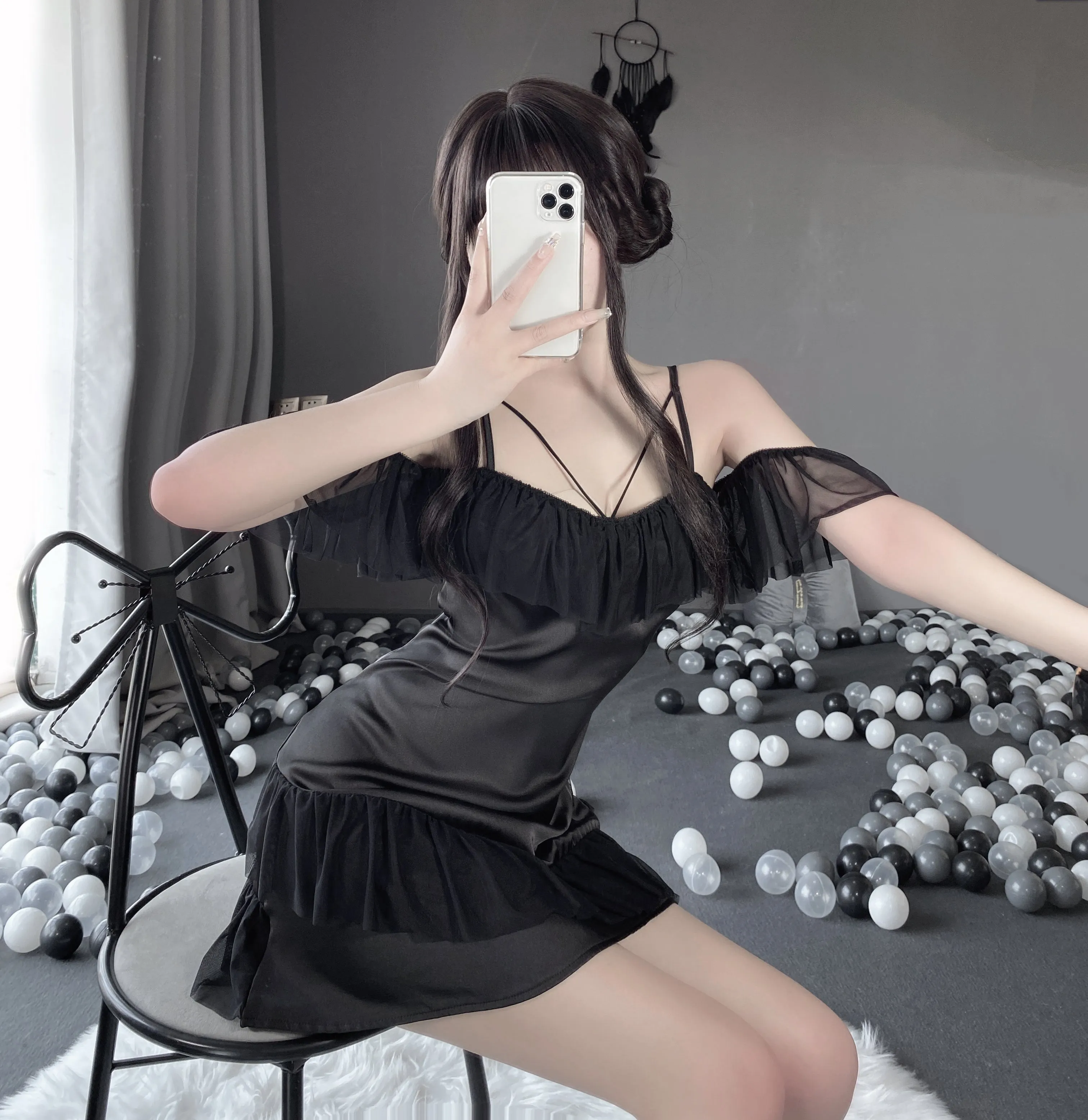 T-2549 Temptation thin suspender nightdress, dressing gown, bathrobe women's loungewear set