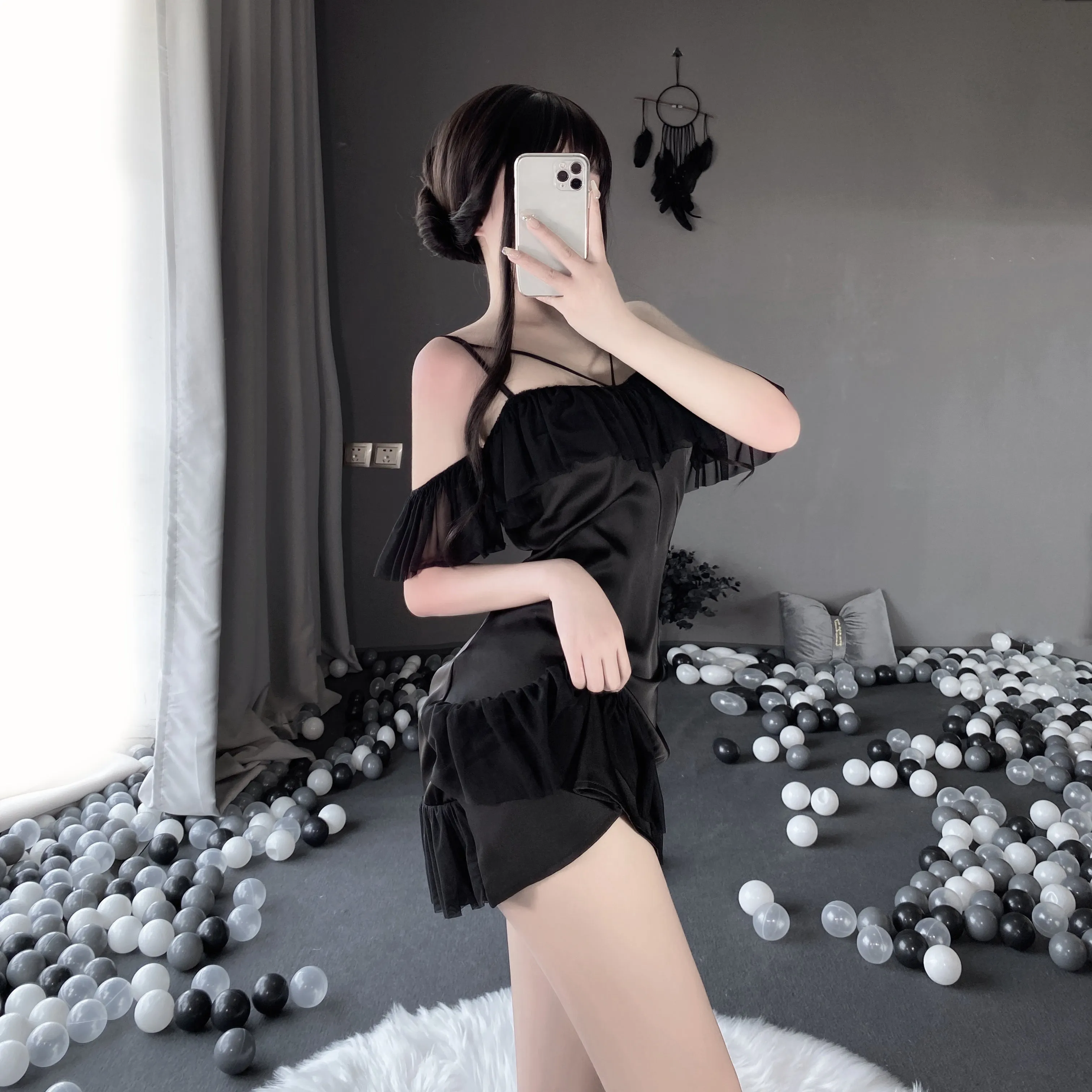 T-2549 Temptation thin suspender nightdress, dressing gown, bathrobe women's loungewear set