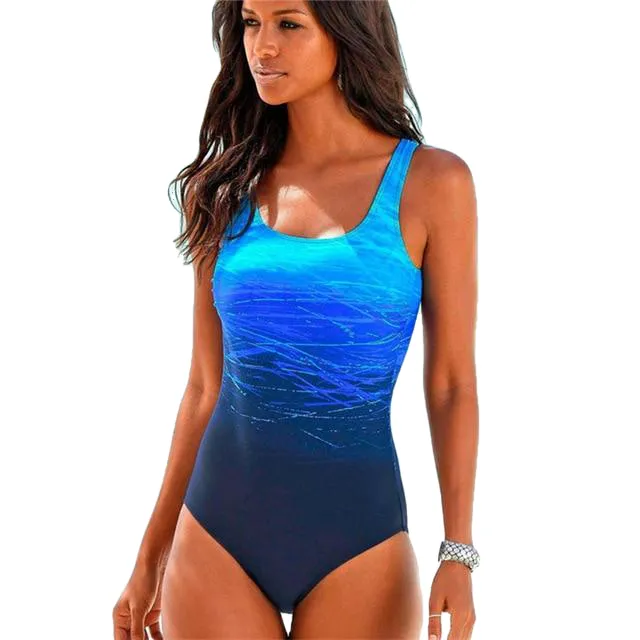 Vintage Sexy Female O-neck Cross-bandage Backless Monokini Swimsuit