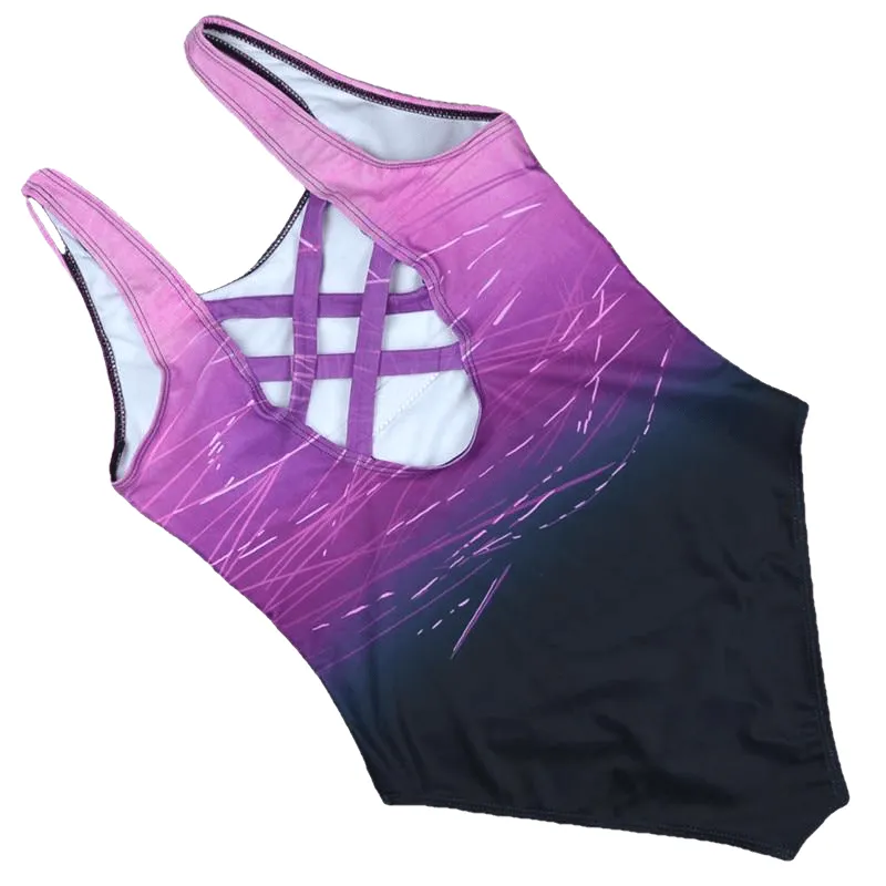Vintage Sexy Female O-neck Cross-bandage Backless Monokini Swimsuit