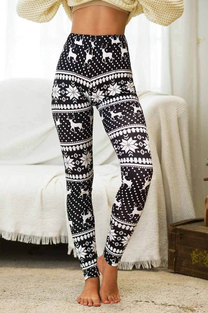 Womens High Waist Loungewear Christmas Leggings