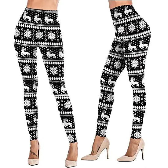 Womens High Waist Loungewear Christmas Leggings