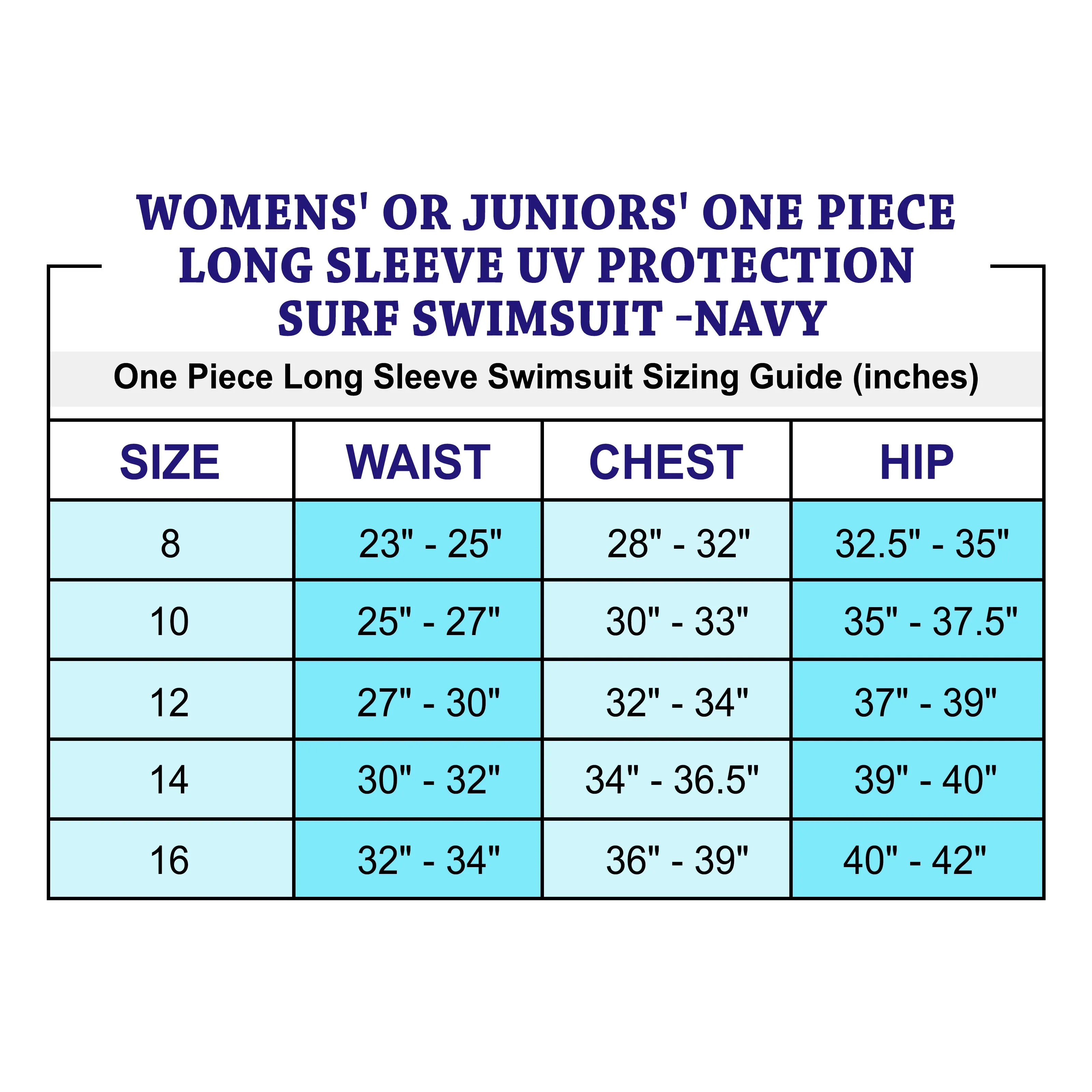 Womens Junior Guard 1-Piece L/S Swimsuit Navy (READ SIZING)